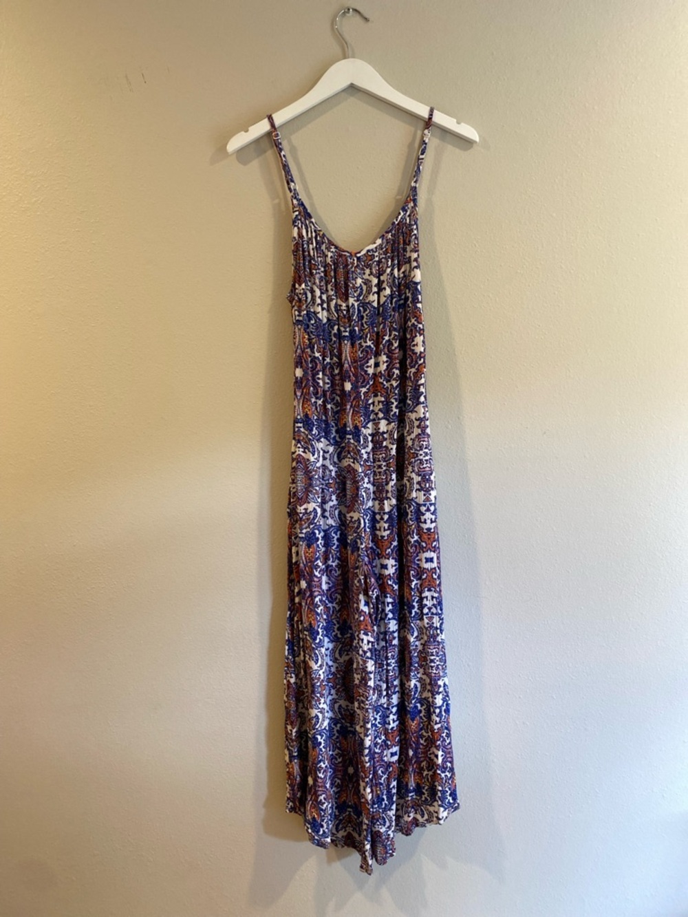 Socialite Paisley Wide Leg Jumpsuit Size Large Pockets Boho Vacation - Picture 7 of 10